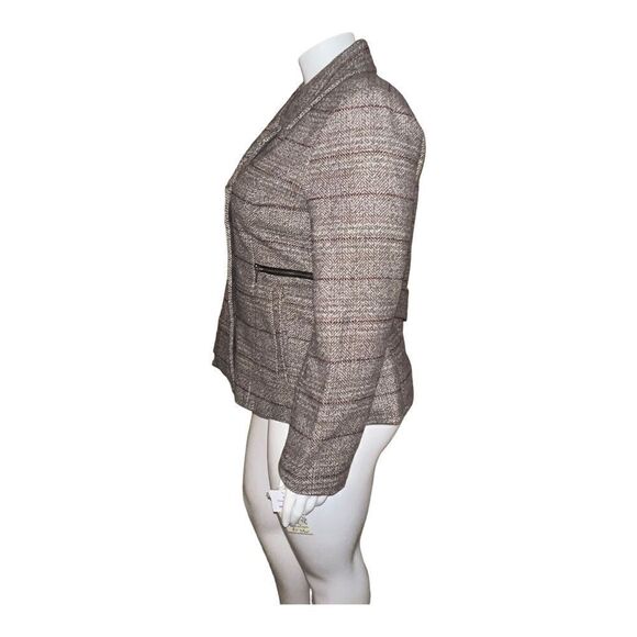 Maralyn Me Juniors Notched-Collar Double-Breasted Peacoat Brown Red Plaid XXL - Picture 3 of 9